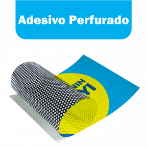 Adesivo perfurado vinil Formato personalizado 4x0   Corte individual