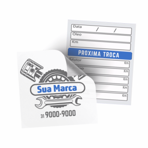 Adesivo troca de óleo Vinil 5x4cm 4x0  Adesivo Invertido para colar lado de dentro do para-brisa 