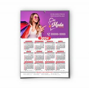 Calendário de parede (sem o bloco) Duplex 250g 24,5x35cm 4x0 UV total frente Corte reto 