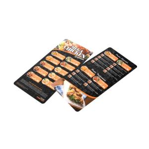 Cardápio PVC Estreito | Impresso direto PVC 0,76mm - Cristal 14x30cm 4x4 Verniz cristal frente e verso Cantos arredondados 2 páginas
