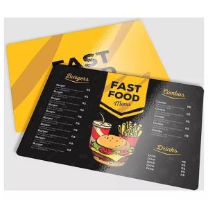 Cardápio PVC | Impresso direto PVC 0,76mm - Cristal 21x30cm 4x4 Verniz cristal frente e verso Cantos arredondados 2 páginas