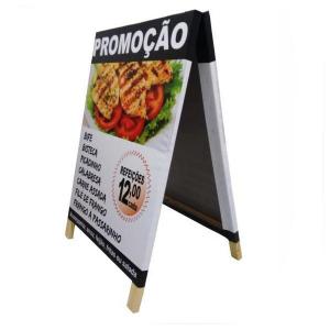 Cavalete de madeira Lona | Madeira 100x60cm 4x0   Personalizado