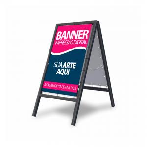 Cavalete de metalon Matalon e lona 2 faces 100x70cm 4x0  Pintado e corrente 
