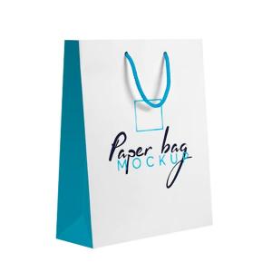 Sacola de papel personalizada Offset 180g 24x32x10cm   Formato padrão Alça Nylon Branca 35cm - Faca Padrão