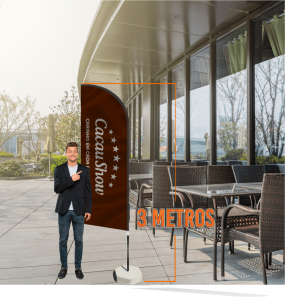 Wind Banner Completo Tecido Oxfordine 280x70cm 4x4 2 faces Costura 